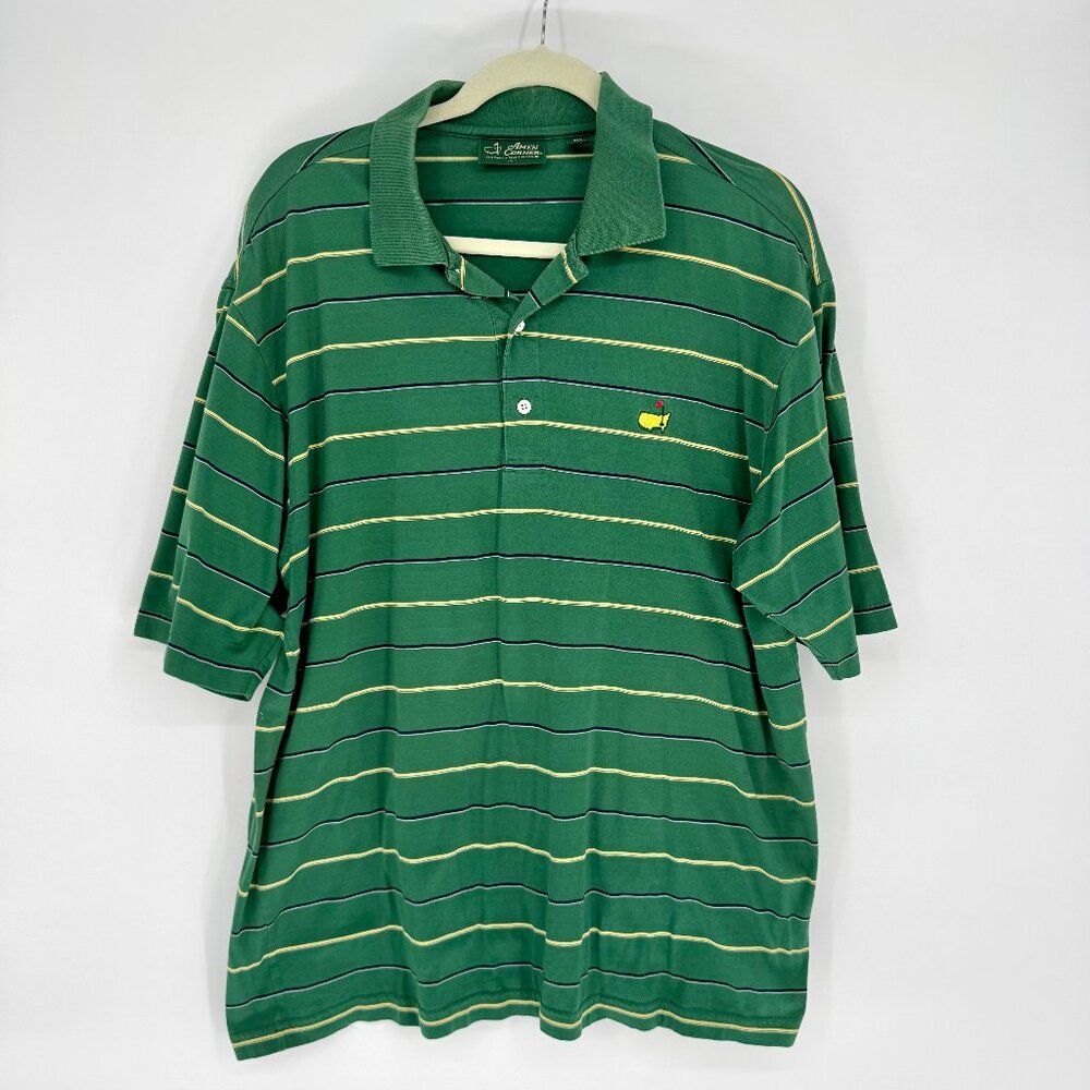 Masters Amen Corner Green Polo Stripe Shirt L Augusta National Golf Classic